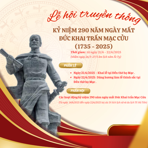 Thành phố Hà Tiên tổ chức Lễ hội truyền thống kỷ niệm 290 năm ngày mất Đức Khai trấn Mạc Cửu (1735 – 2025)